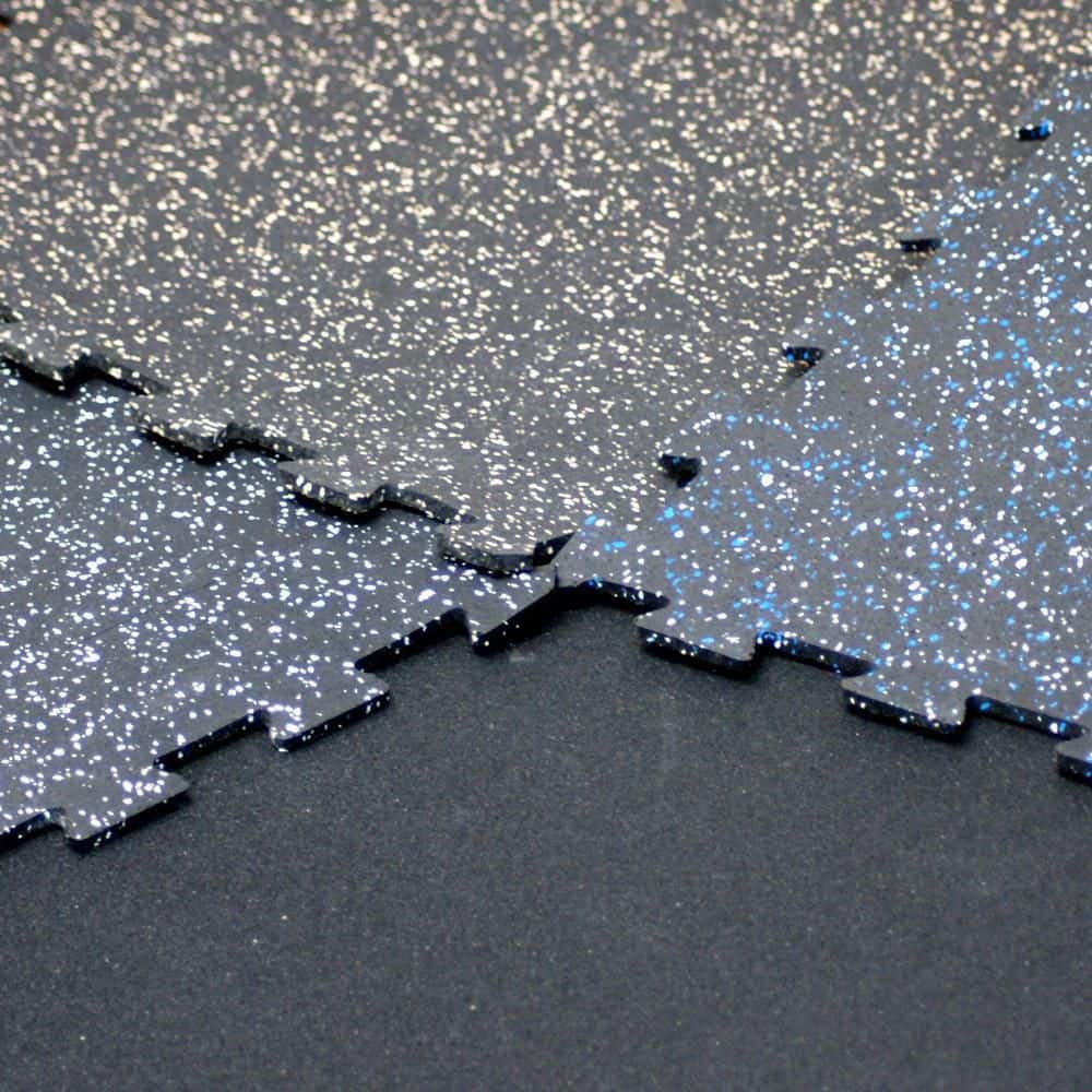 Large Blue/White Speckle Recycled Rubber Outdoor Interlocking Tiles