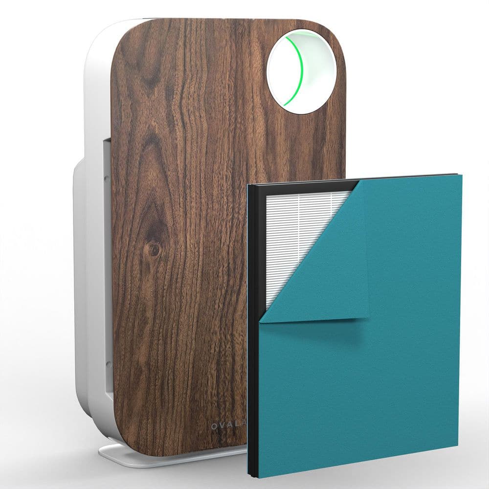 OVAL AIR 3-Stage 5-in-1 Air Purifier for Rooms Upto 600 sq. ft. Reduces Allergies, Asthma, Pets, Odor, Smoke, Dark Wood