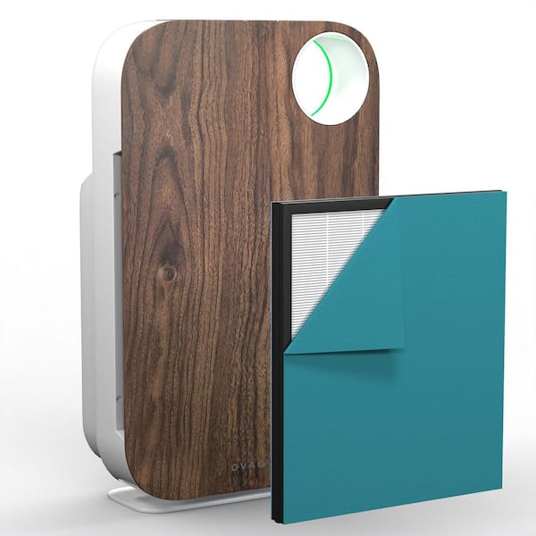 OVAL AIR 3-Stage 5-in-1 Air Purifier for Rooms Upto 600 sq. ft. Reduces Allergies, Asthma, Pets, Odor, Smoke, Dark Wood