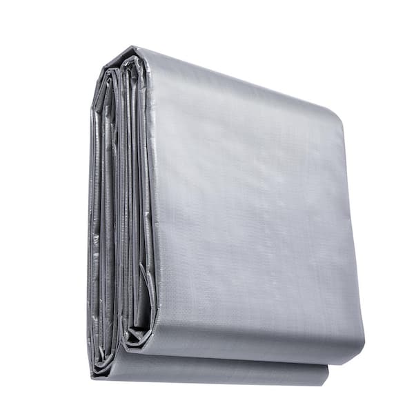 16x20 ft. Waterproof Tarp, 10 Mil Plastic Poly Cover Multi-Purpose UV and Tear Resistant Outdoor Tarpaulin, Silver/Brown