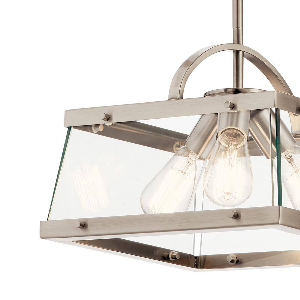 Darton 13.75" 3-Light Convertible Pendant with Clear Glass and Pewter Finish
