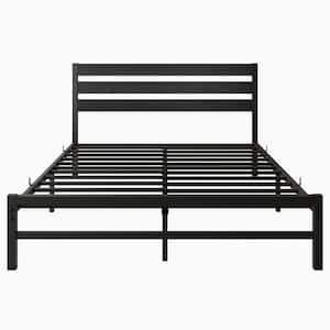 Modern Queen Size Black Metal Bed Frame with Headboards