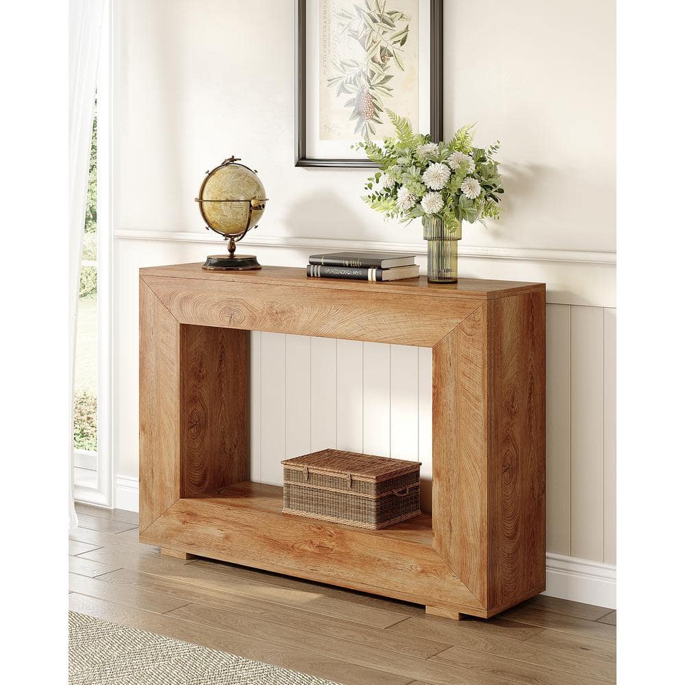 Rustic Wood Grain 47" Console Table with Storage