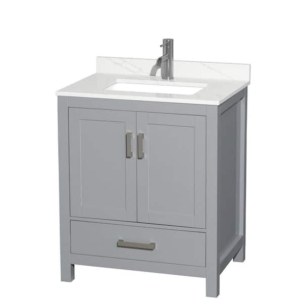 Wyndham Collection Sheffield 30 in. W. x 22 in. D x 35 in. H Single Bath Vanity in Gray with Giotto Quartz Top