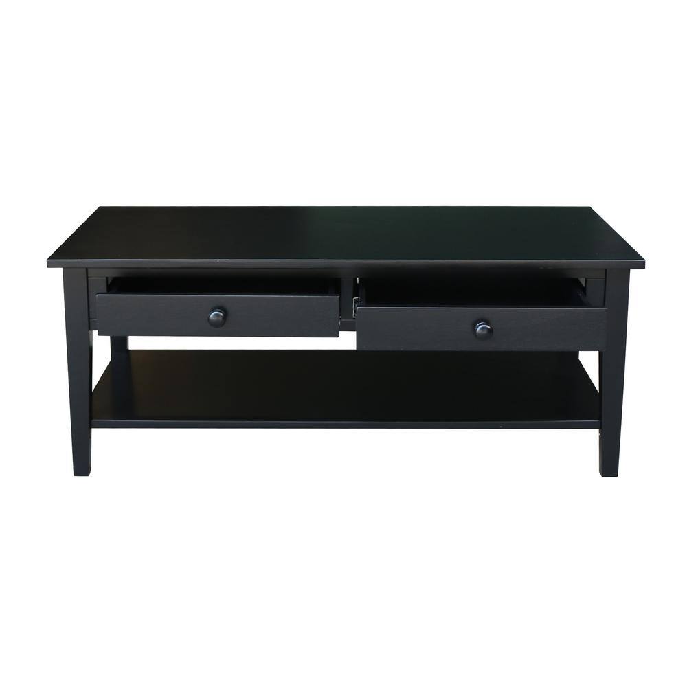 Spencer 54'' Black Parawood Rectangular Coffee Table with Storage