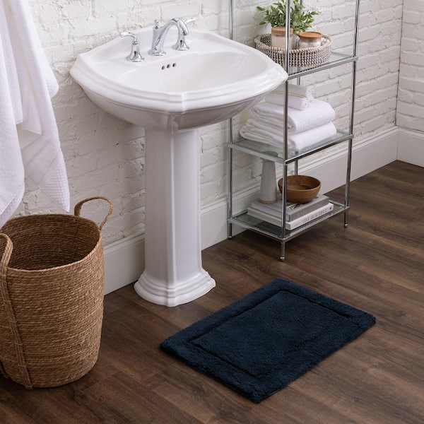 Regency Twilight 21 in. x 34 in. Blue Cotton Machine Washable Bath Mat