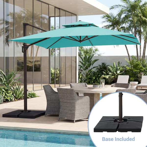 elegant patio umbrellas PURPLE LEAF 15x9ft Double-Sided Rectangular Outdoor Market Umbrella with Base, Light Grey quality and designer Grand patio 12 FT Patio