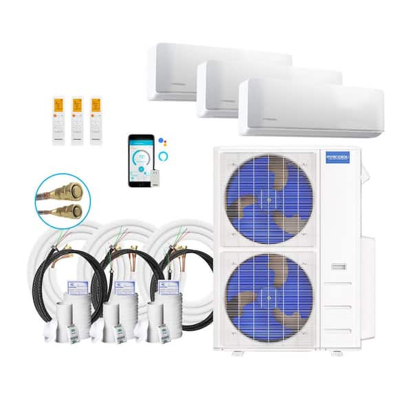 DIY 5th Gen 39,000 BTU 4 Ton 3 Zone 23 SEER2 Ductless Mini Split AC and Heat Pump with 9K, 12K, 18K and 16,16,25ft Lines