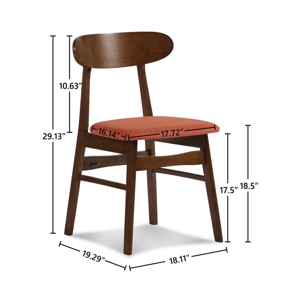 Morocco Walnut Wood Orange Upholstered Side Chair Set