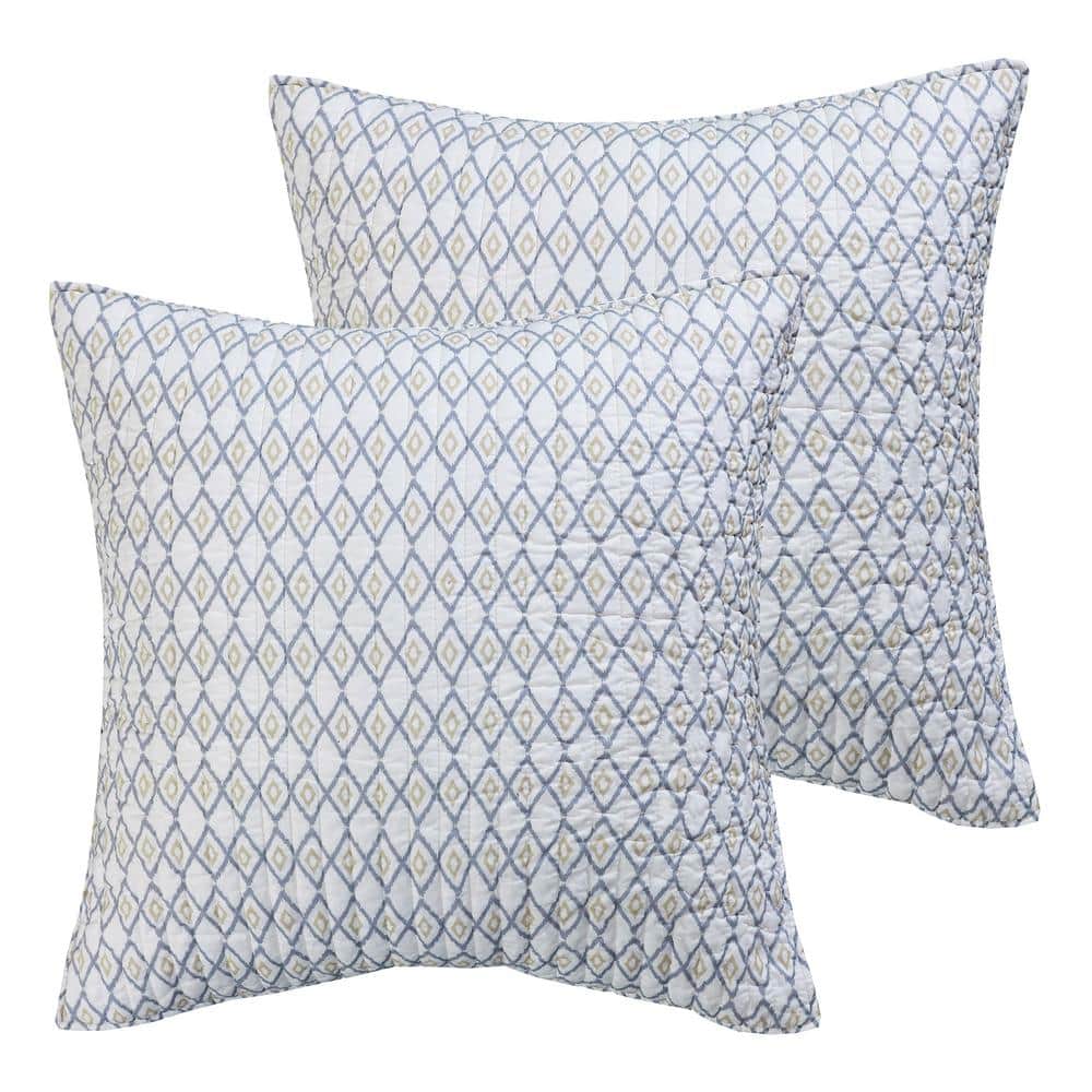 LEVTEX HOME Tamsin Grey, Taupe, OffWhite Diamond Ikat Quilted Cotton