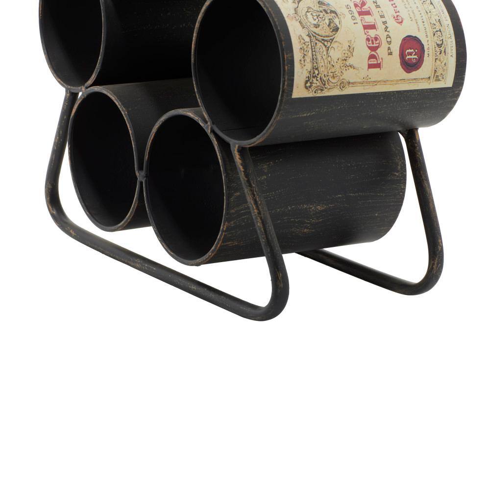 Black Industrial Metal 6-Bottle Tabletop Wine Rack