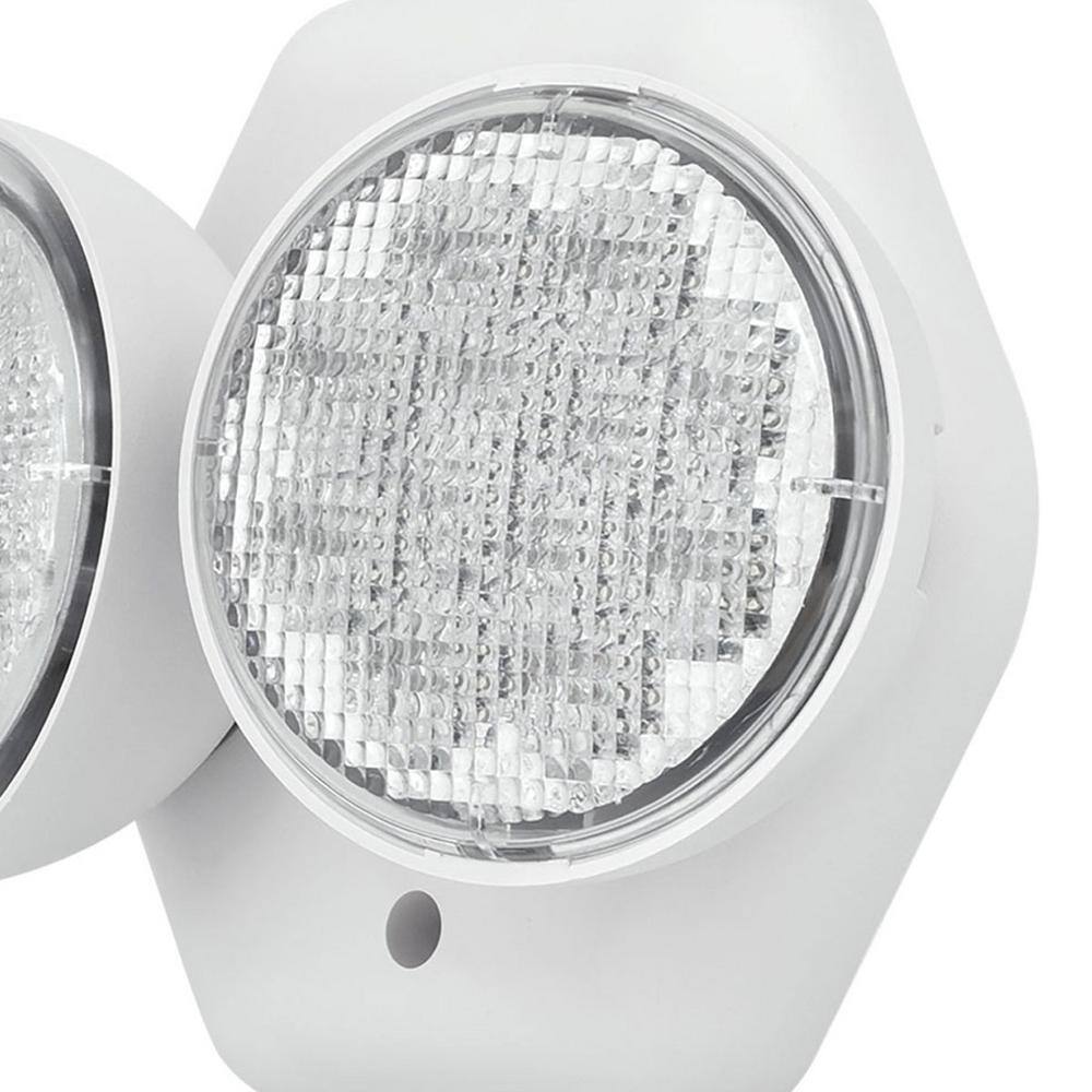White Double Head LED Emergency Light with Integrated LEDs