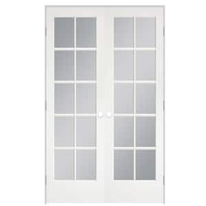 48 in. x 80 in. No Panel 10-Lite Primed Smooth Pine Prehung Interior French Door