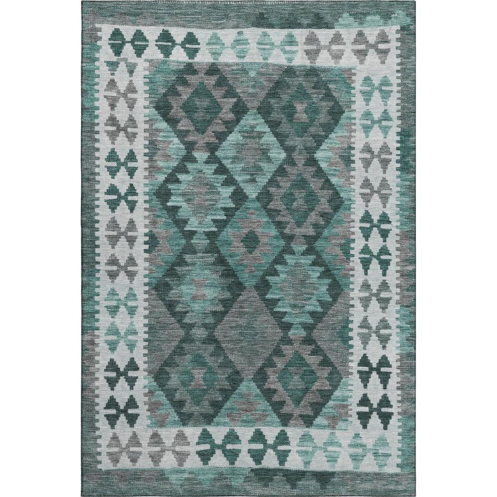 Mayfield Premium Machine Washable Abstract AMF1915 Seafoam 3 ft. x 5 ft. Area Rug price history on PriceWatchPro