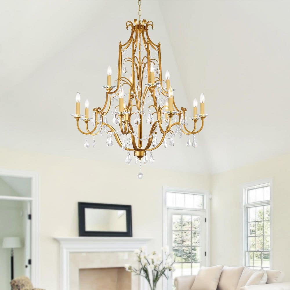Electra 12-Light Oxidized Bronze and Crystal Candle Chandelier