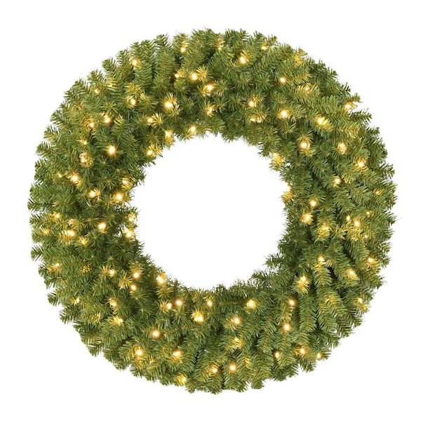 48 in. Pre-Lit Utah Spruce Artificial Christmas Wreath with 150 Warm White LED Lights