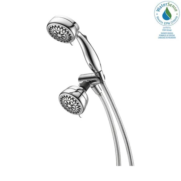 7-Spray 3.4 in. Dual Wall Mount Fixed and Handheld Shower Head in Chrome 7-Spray 3.4 in. Dual Wall Mount Fixed and Handheld Shower Head in Chrome