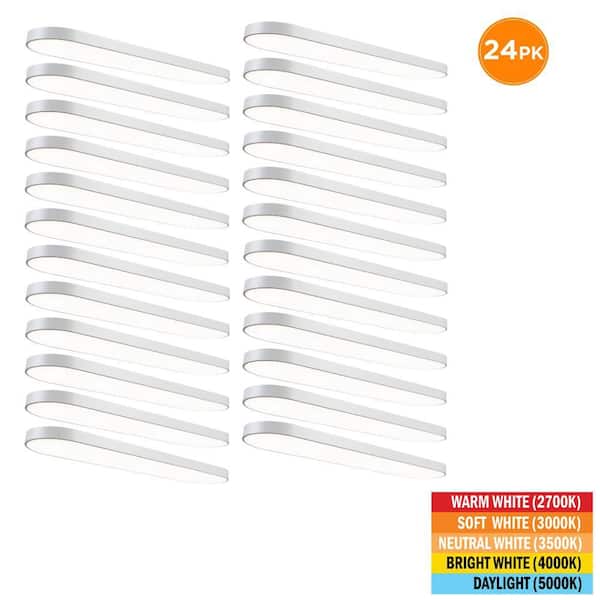 4 ft. x 12 in. White LED Flush Mount Ceiling Light Fixture 2700K 3000K 3500K 4000K 5000K 4500 Lumens 55-Watt (24-Pack)