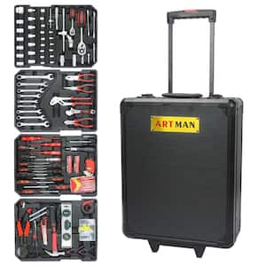 9.5 Gal. Black Plastic Deck Box, Steel Tools Box ( 899-Pieces)