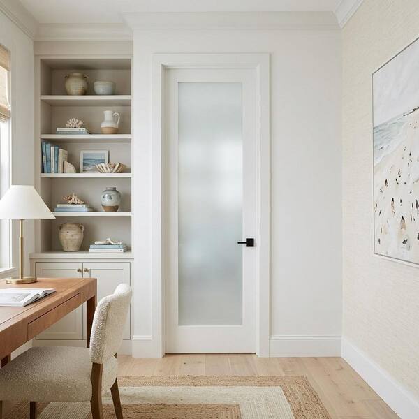 Krosswood Doors 24 in. x 80 in. 1-Lite Satin Etch Solid Core MDF