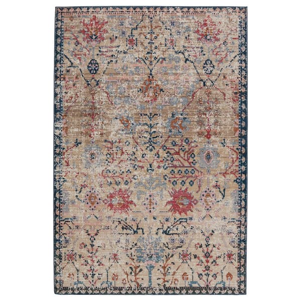 Swoon Tan/Blue 8 ft. X 10 ft. Oriental Rectangle Area Rug