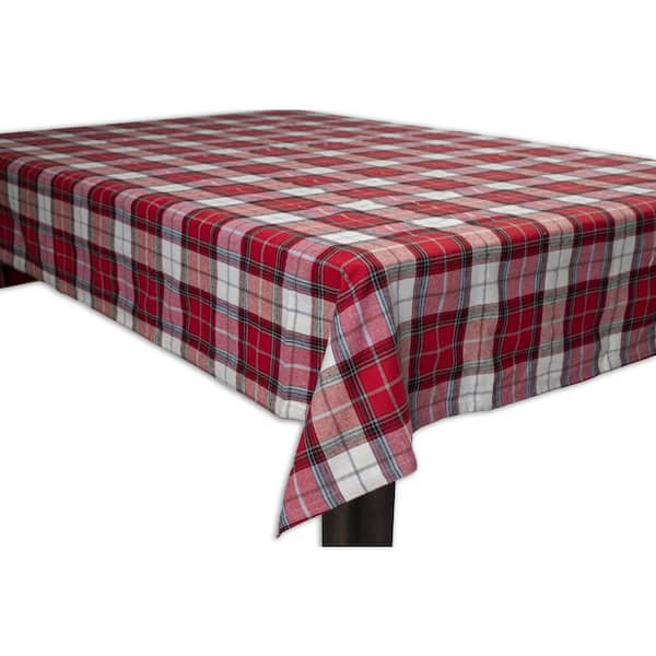 Lintex 60 in. x 84 in. Red Comfy Plaid 95% Cotton 5% Lurex Tablecloth