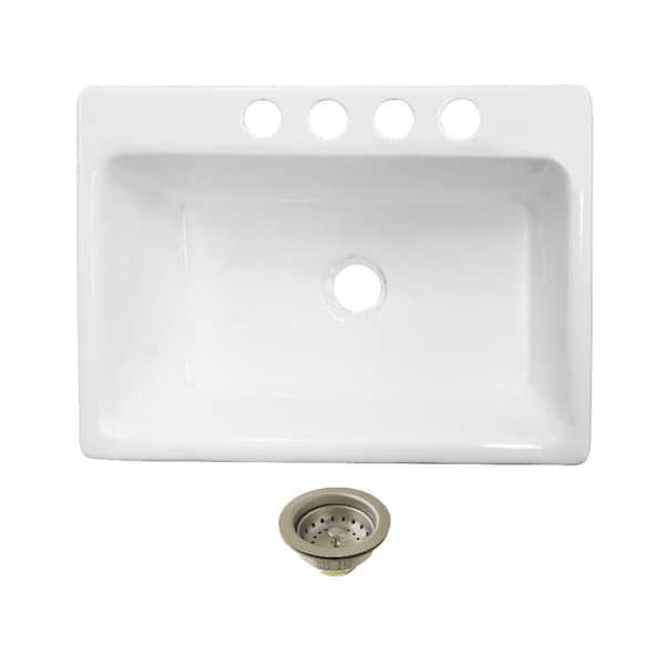 Towne 36 in. Undermount Single Cast Iron Kitchen Sink with Basket Strainer
