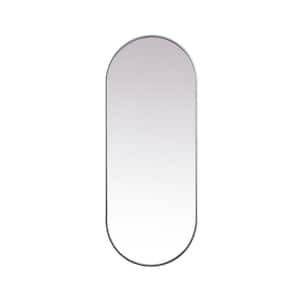 Timeless Home 24 in. W x 60 in. H x Modern Metal Framed Oval Silver Mirror