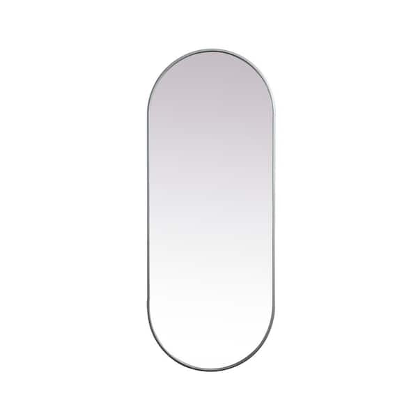 Unbranded Timeless Home 24 in. W x 60 in. H x Modern Metal Framed Oval Silver Mirror