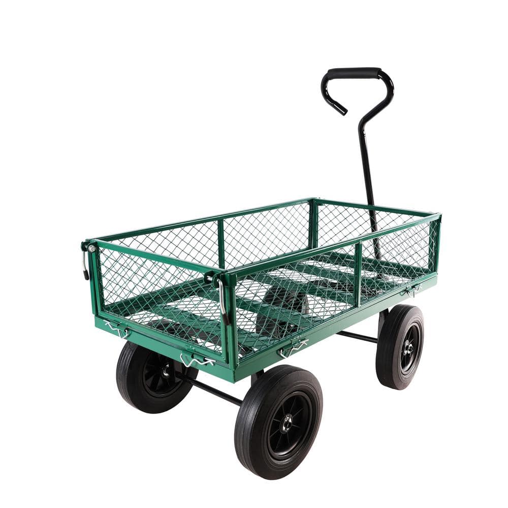 Solid Wheels Tools Cart Wagon Cart, Green Garden Serving Cart CT-162446 ...