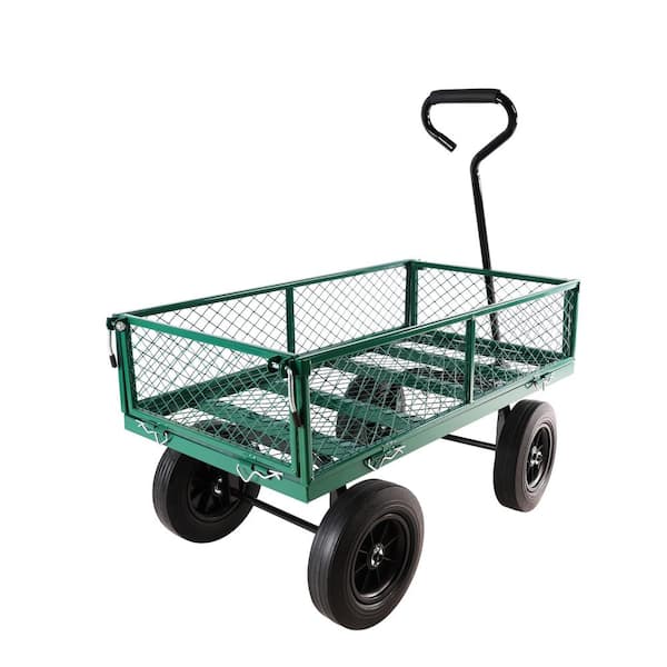 Solid Wheels Tools Cart Wagon Cart, Green Garden Serving Cart CT-162446 ...