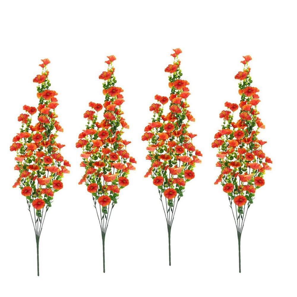 Orange Fake Hanging Flowers Morning Glory, 4-pack L0F83SL2T3 - The