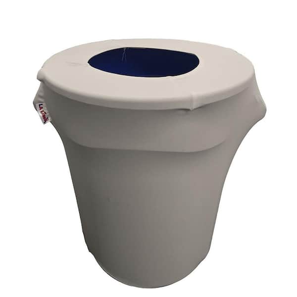 LA Linen Round Light Grey Stretch for 32 Gal. Trash Can Cover