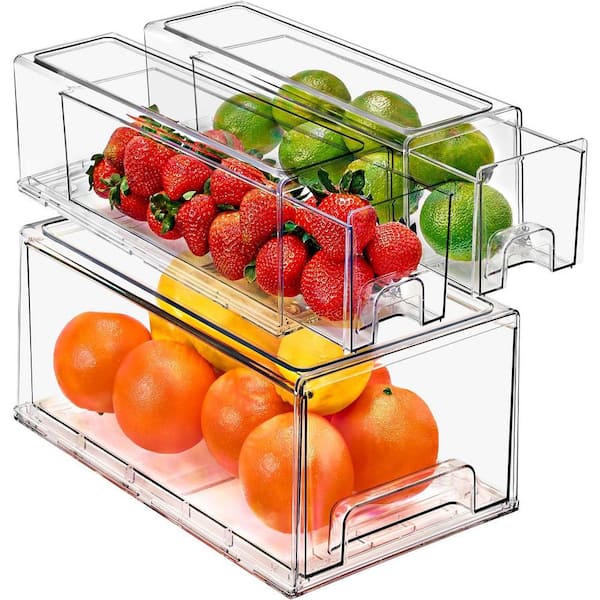 Fridge Pull Out Organizer Open Front, 3-Pack : 1-Large, 2-Small