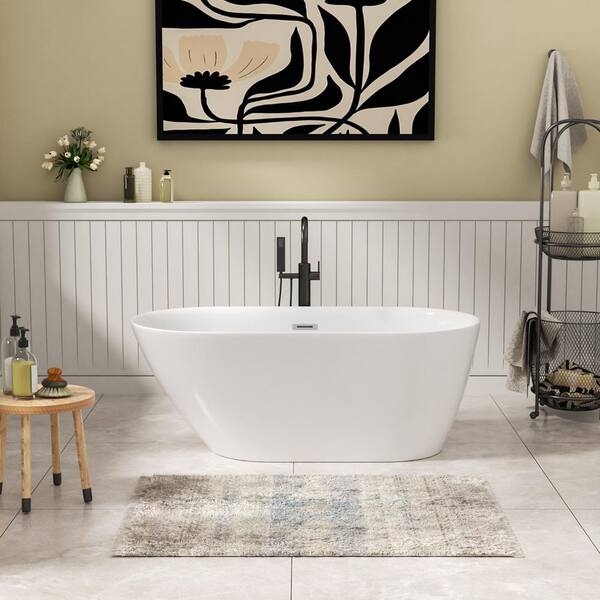 LORDEAR 59 in. x 29.5 in.Rectangular Freestanding Soaking Tub