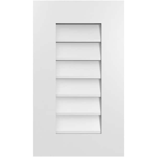 Ekena Millwork 14 in. x 24 in. Rectangular White PVC Paintable Gable Louver Vent Non-Functional