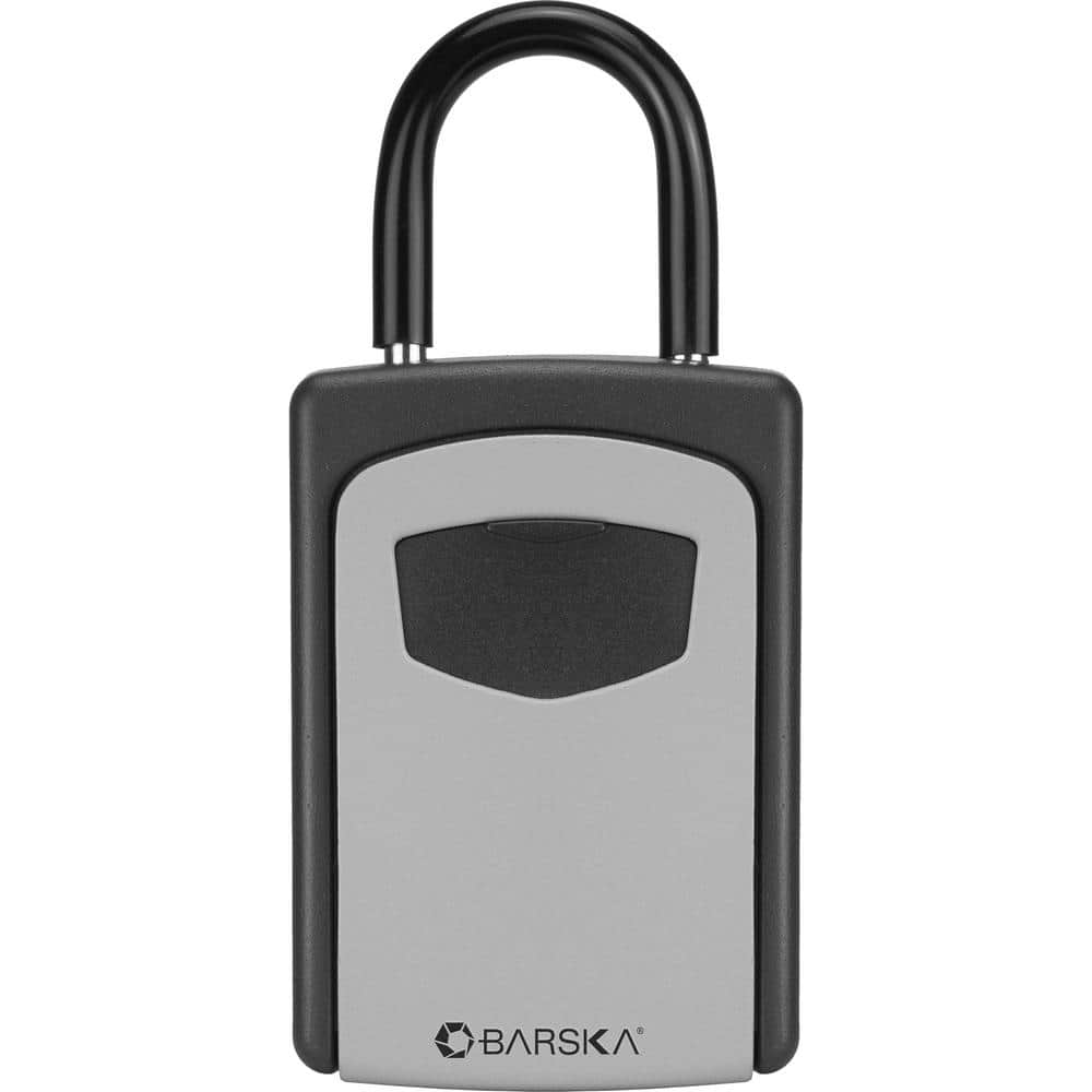 Gray and Black Steel Combination Key Lock Box with Door Hanger