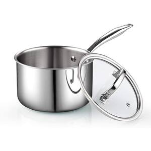3 qt. Tri-Ply Clad Stainless Steel Sauce Pan with Glass Lid