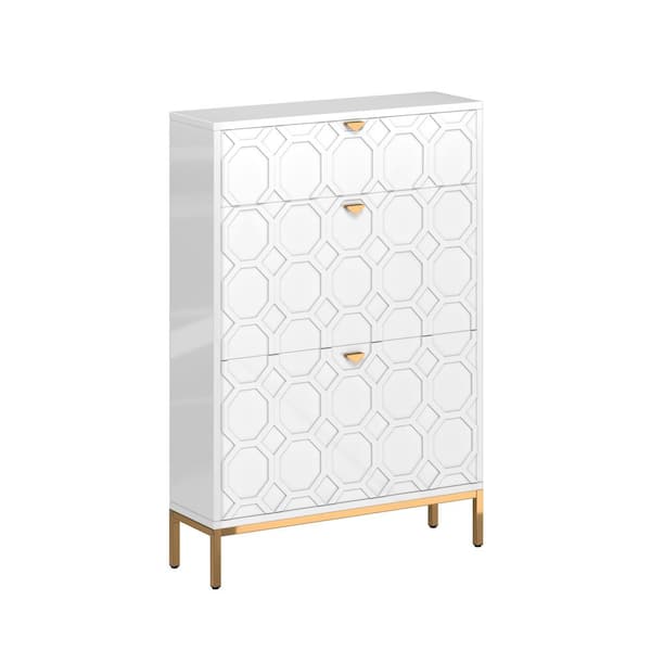 46.6 in. H x 31.5 in. W. White MDF Shoe Storage Cabinet 24-Pair