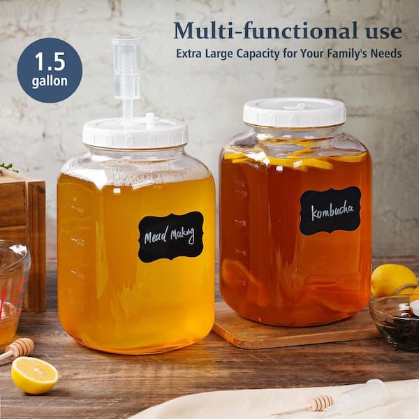 Square Glass 2-Piece Fermentation Jar Set Clear Airtight Lid