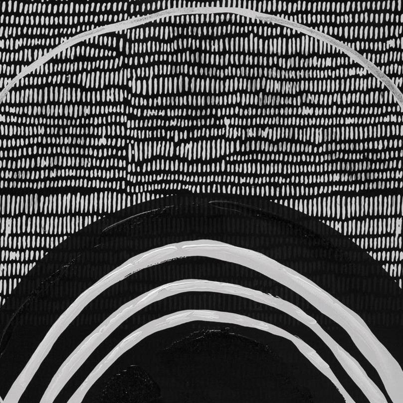 Hand-Painted Black and White Abstract Canvas Wall Art with Pine Frame