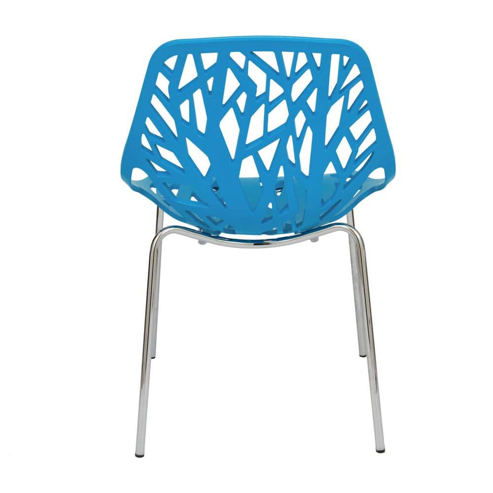 Asbury Chromed Metal Cut-Out Blue Side Chair