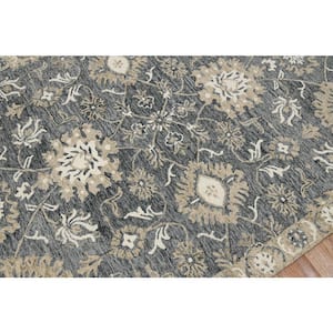 Romania Newburg Gray 8 ft. x 10 ft. Floral Wool Area Rug
