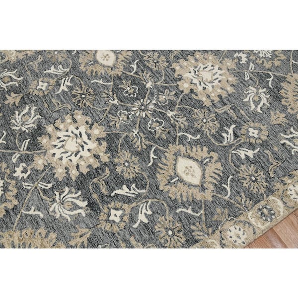 Romania 8 x 10 Gray Floral Pattern Area Rug for High Traffic Living Room Dining Room Bedroom