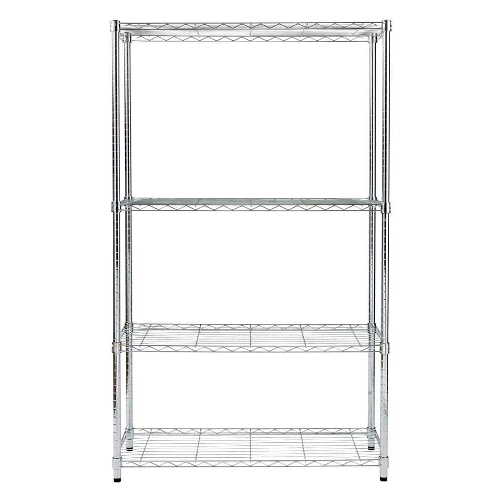Heavy-Duty Chrome 4-Tier Adjustable Steel Shelving Unit