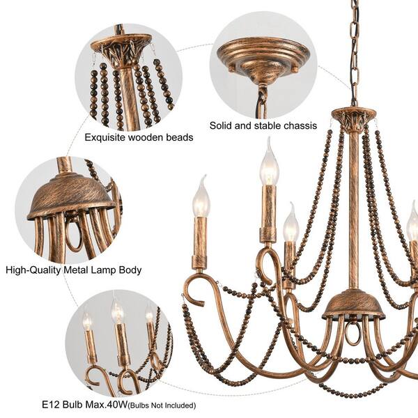 Genoci 6 Light Bronze Dimmable Retro Industrial Classic
