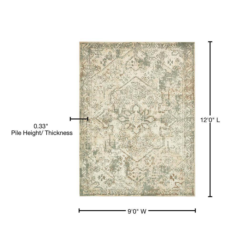 Gray Abstract 9' x 12' Synthetic Rectangular Area Rug