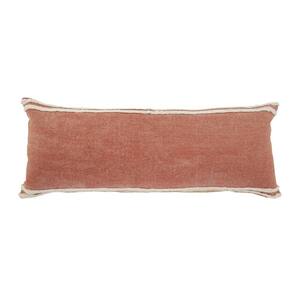Tufted Soft Cinnamon Brown/White Striped Cozy Poly Fill 16 in. x 24 in. Indoor Throw Pillow