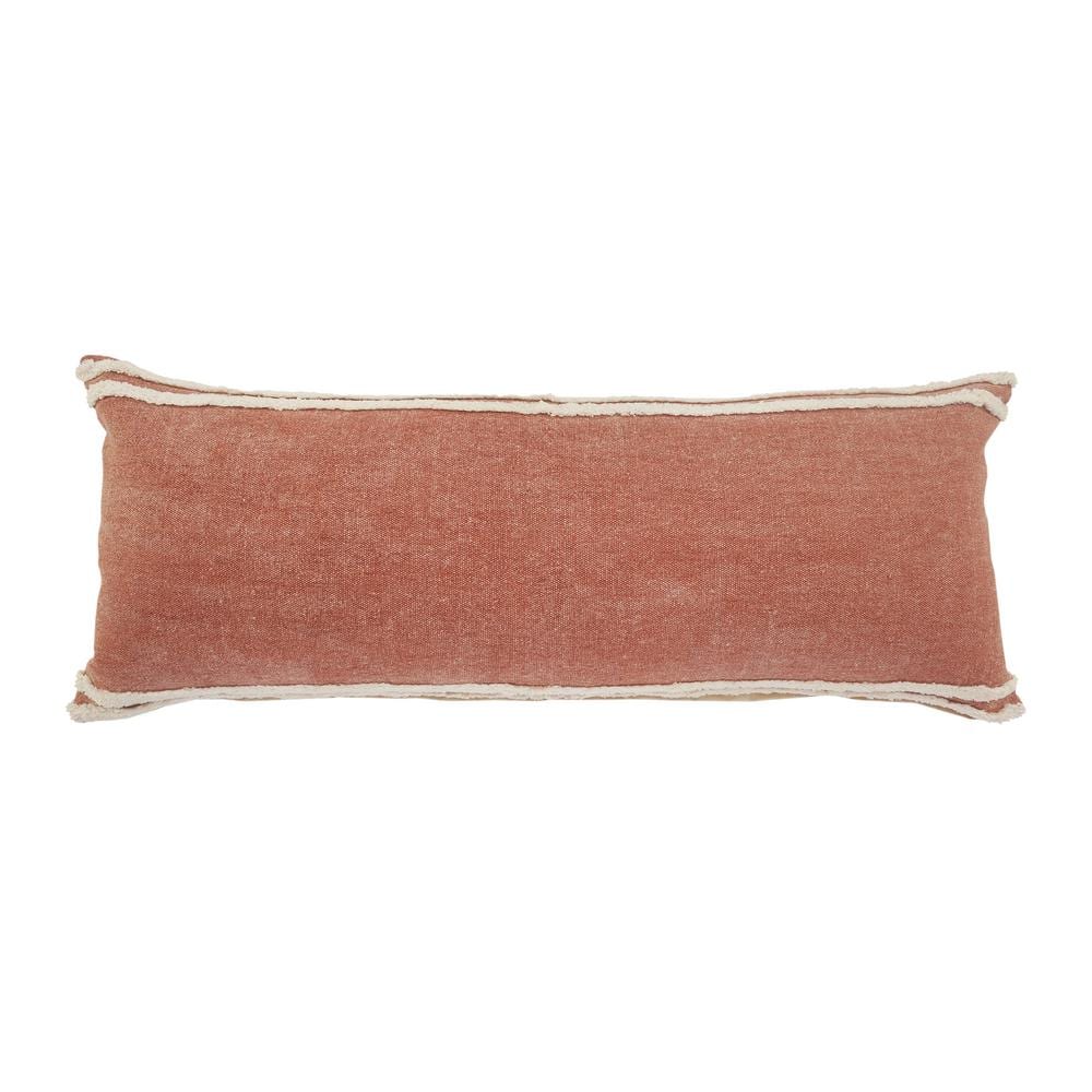 Tufted Soft Cinnamon Brown/White Striped Cozy Poly Fill 16 in. x 24 in. Ind