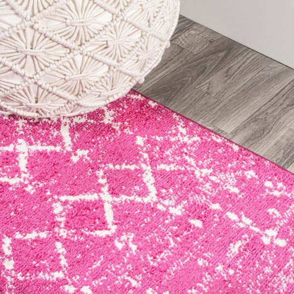 JONATHAN Y Moroccan HYPE Boho Vintage Diamond Fuchsia/Ivory 8 ft